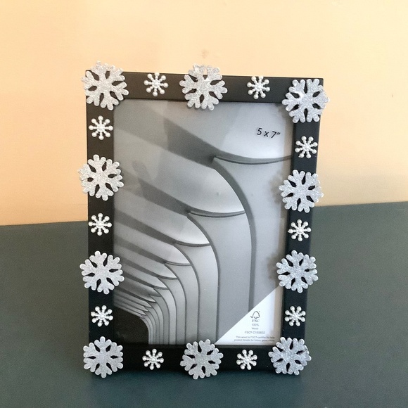 5x7 glitter snowflake and pearl snowflake frame - Picture 1 of 7